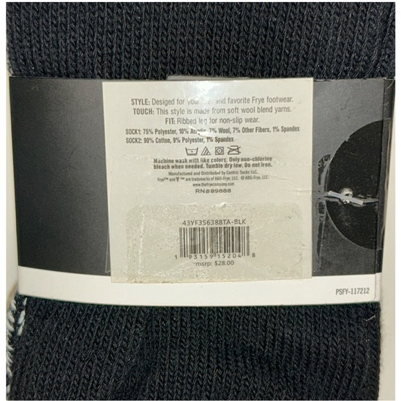 Frye Boot Crew Socks 2 Pair Women 5-10 Pink Black Heather Blended w Wool Ribbed - Picture 2 of 10